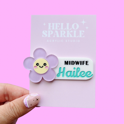 Smiley Flower Name Badge