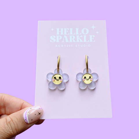 Smiley Flower Dangles- LILAC